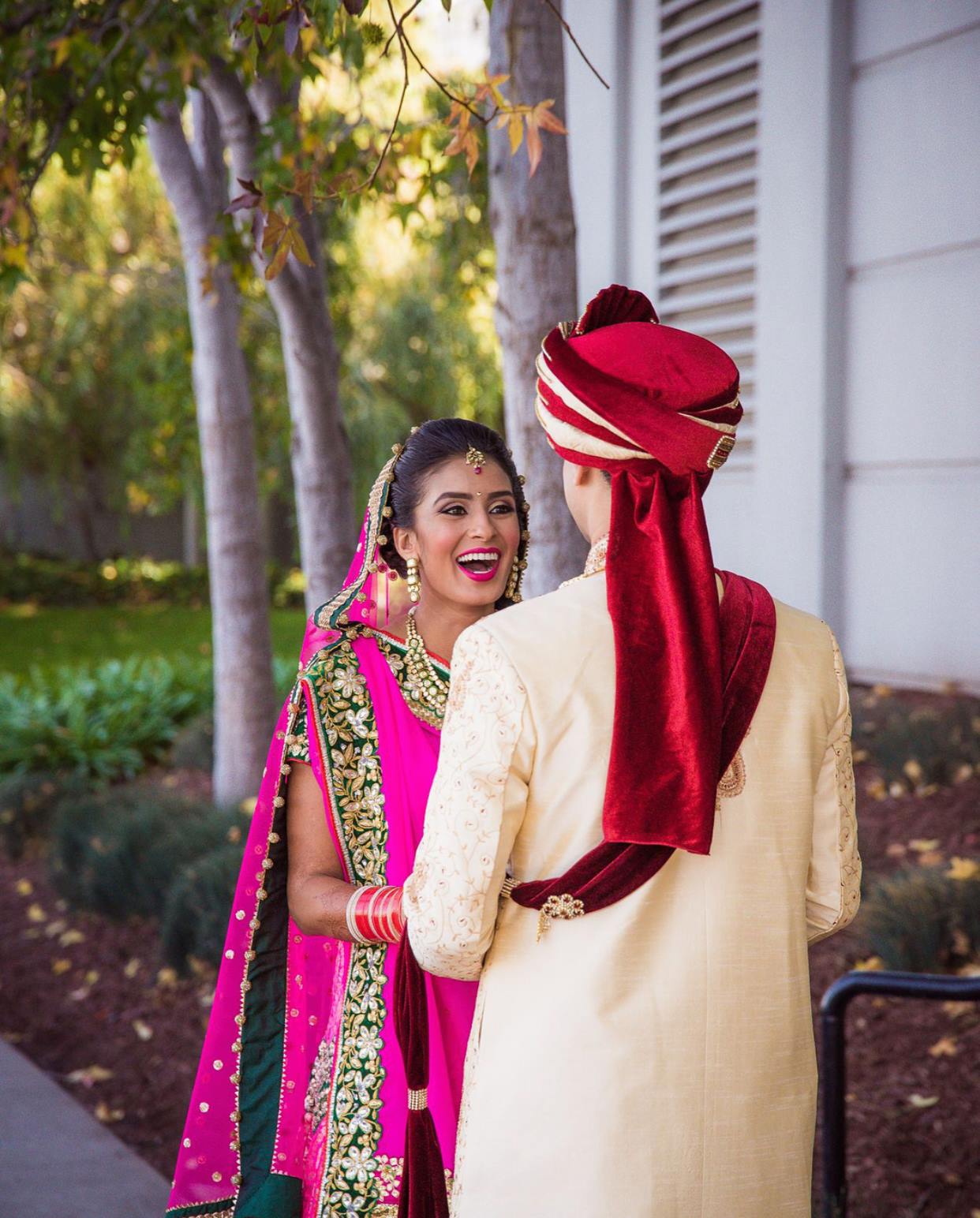 indian wedding sangeet ceremony bride and groom